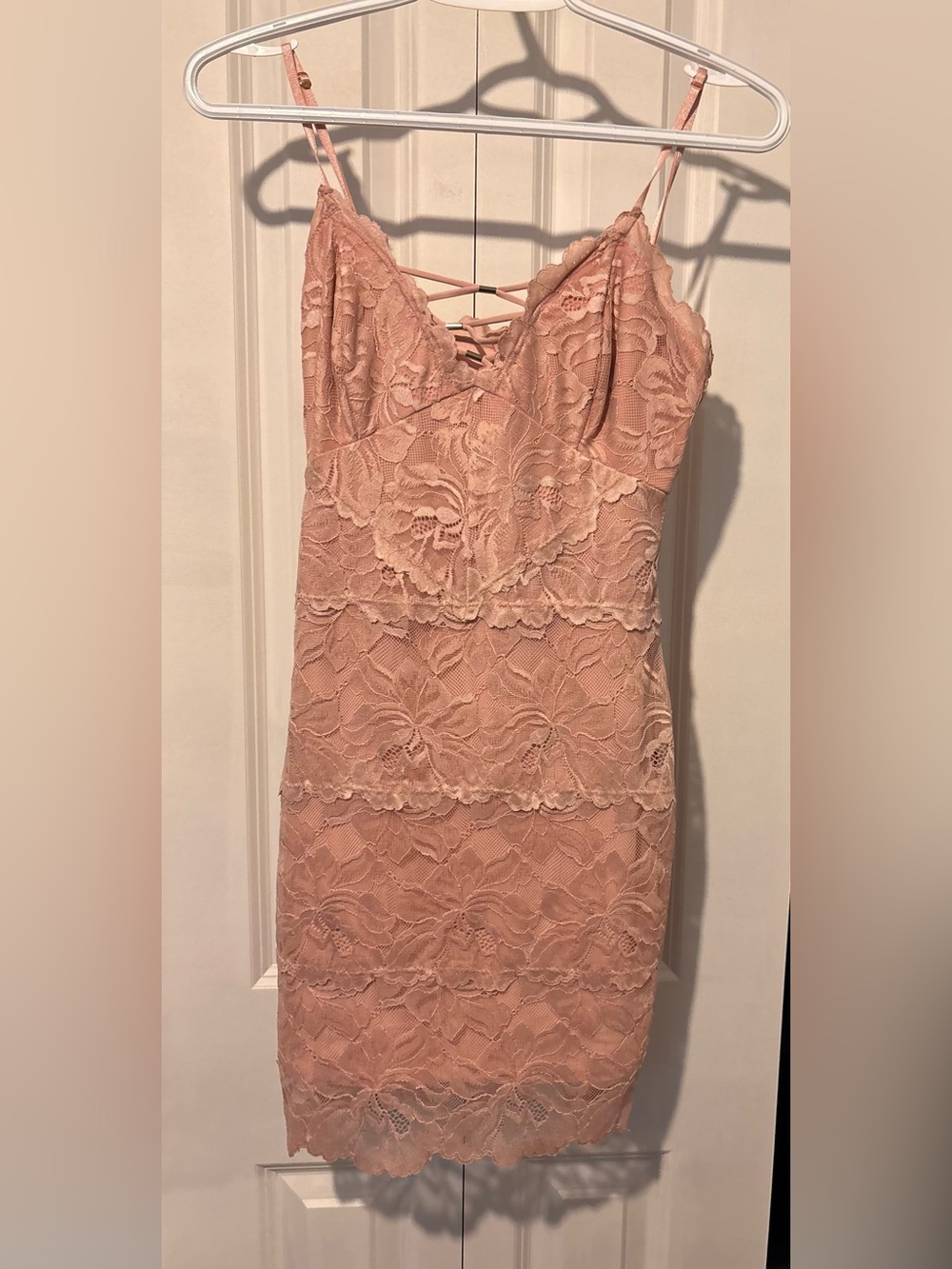 Guess Blush Pink Lace Midi Dress